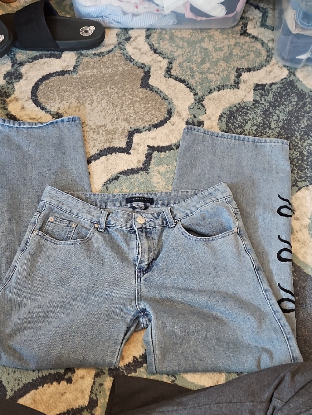 Aeropostale Light Blue With Bows Wide-Leg Women’s Jeans - Picture 2 of 4